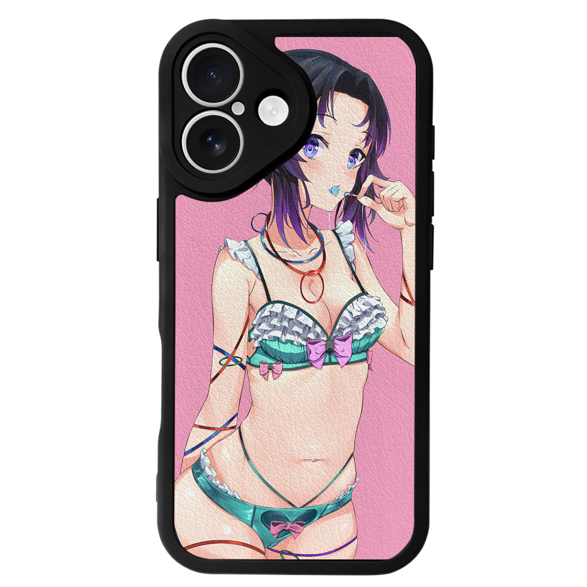 （画像用） 鬼滅の刃（きめつのやいば）蟲柱-胡蝶 しのぶ／こちょう しのぶ Kochou Shinobu 【iPhone 16シリーズ対応】シリコンスマホケース（レザー調） 材質：シリコン